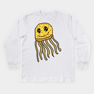 Yellow Poke Dot Jellyfish Kids Long Sleeve T-Shirt